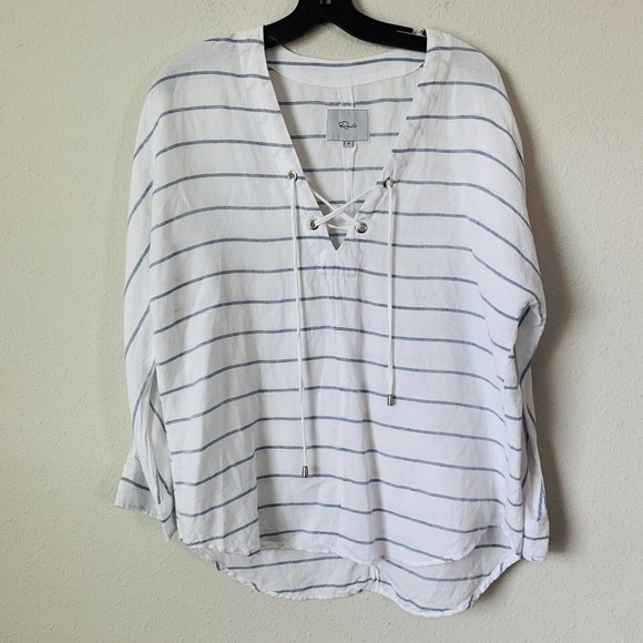 Rails Lily Positano Stripe Linen Blend Top - Picture 2 of 4